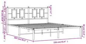 Estrutura de cama com cabeceira 150x200 cm metal branco