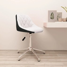 vidaXL Cadeira de escritório giratória couro artificial branco e preto