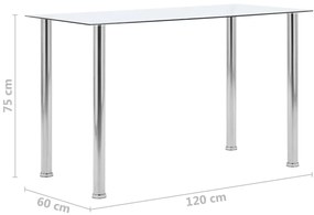 Mesa de jantar 120x60x75 cm vidro temperado transparente