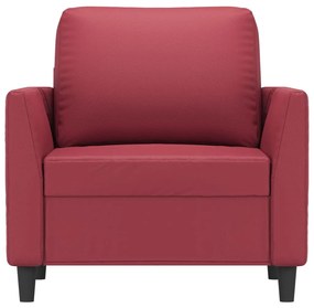 Poltrona Allice - Em Couro Artificial - Cor Vermelho Escuro - 80x77x80