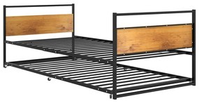 Estrutura de cama de puxar 90x200 cm metal preto