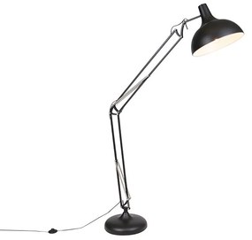 Candeeiro de pé industrial preto regulável - Hobby Retro
