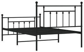 Estrutura de cama com cabeceira e pés 107x203 cm metal preto