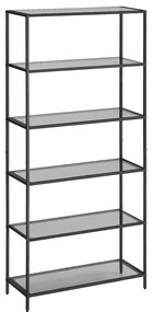 Estante de seis prateleiras em vidro temperado com estrutura de aço | VASAGLE | 80 x 30 x 177.3 cm | LGT503G01.