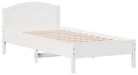 Cama sem colchão 100x200 cm madeira de pinho maciça branco