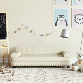 3196288 vidaXL Sofá infantil 90x53x30 cm couro artificial cor creme