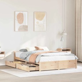 Cama sem colchão 140x190 cm madeira de pinho maciça