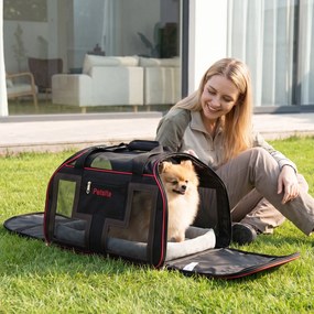 Transportadora para Animais de Estimação com Rodas, 47 x 31,5 x 37 cm, Pega Telescópica Ajustável, Vermelho