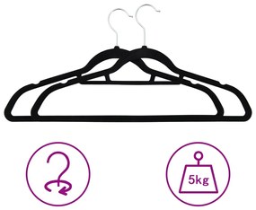 50 pcs conjunto de cabides antiderrapantes veludo preto