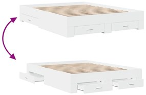Estrutura de cama c/ gavetas 150x200cm derivados madeira branco