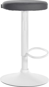 Conjunto de 2 bancos altos em couro sintético de estrutura branca 60-81 x 38,5 cm cinzento