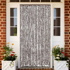 Cortina anti-insetos 90x220 cm chenille castanho e branco
