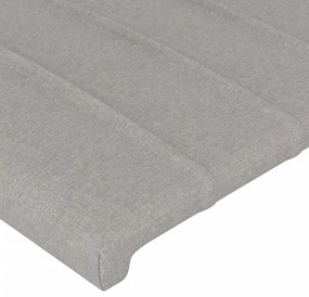 Cabeceira cama c/ luzes LED tecido 103x16x118/128cm cinza-claro