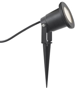 Foco de jardim preto com LED ajustável IP65 com cabo e ficha - Basic Moderno