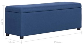 Banco c/ compartimento de arrumação 116 cm poliéster azul