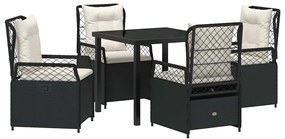 Conjunto de Jantar de Jardim 5 Peças Preto em Polirattan