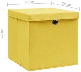 Caixas de arrumação com tampas 4 pcs 28x28x28 cm amarelo