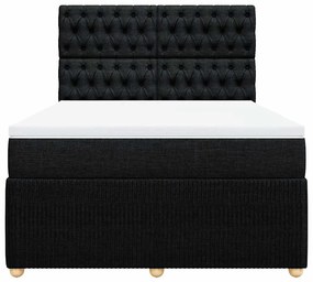 Cama com molas/colchão 160x200 cm tecido preto