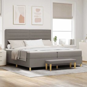 Cama Box com Colchão e Banco vidaXL Taupe 200x200 cm Tecido
