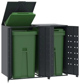 vidaXL Abrigo para 2 caixotes do lixo 138x79x117 cm aço antracite