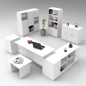 Conjunto de Mobiliário de Escritório VO19 – Branco – Espessura 18 mm