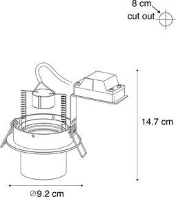 Conjunto de 6 focos embutidos bege GU10 50mm redondos giratórios e inclináveis - Installa