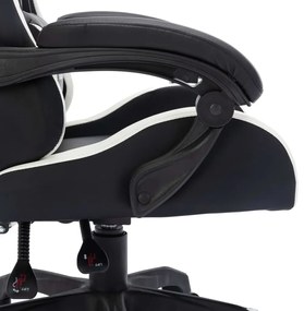 Cadeira estilo corrida luzes LED RGB couro artif. branco/preto