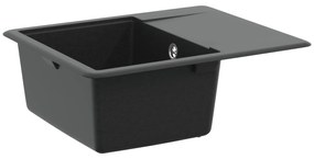 vidaXL Pia Preto 560 x 460 mm 80% Quartzo e 20% Resina