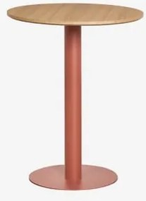 Mesa De Bar Redonda Em Mdf Xiren Ø60 Cm & Castanho Madeira Natural – Terracota - Sklum