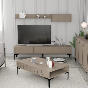 Conjunto de Mobiliário de Sala Lyon – Atlas Black – TV Unit 180x42x35