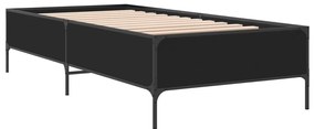 Estrutura de cama 90x190 cm derivados de madeira e metal preto