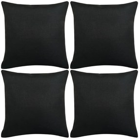 vidaXL Capa de almofada 4 pcs aspeto linho preto 50x50 cm