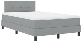 Cama Box Spring com colchão Cinza Claro 120x190 cm Tecido