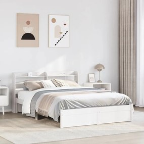Estrutura de cama c/ cabeceira sem colchão 140x190 cm branco