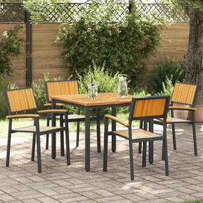 vidaXL Conjunto de Jantar de Jardim 5 Peças em Madeira Sólida de Acácia e Metal