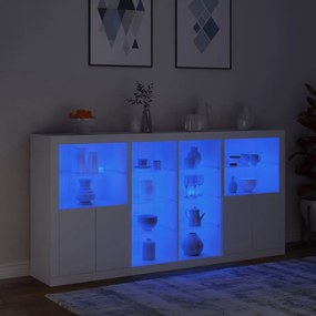 Aparador com luzes LED 202x37x100 cm branco