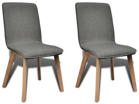 Cadeiras jantar 2 pcs tecido cinzento-claro e carvalho maciço