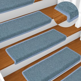 Tapete/carpete para degraus 15 pcs 65x21x4 cm azul