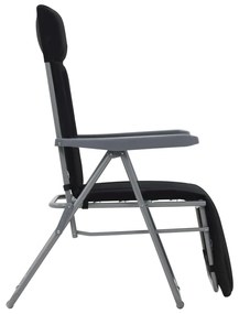 Cadeiras de jardim dobráveis com almofadões 2 pcs preto