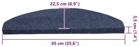 Tapetes de escada adesivos 30 pcs 65x22,5x3,5 cm azul