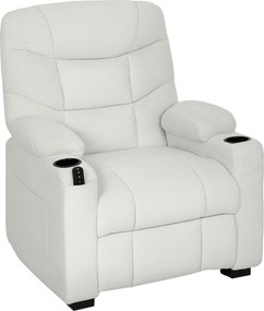 HOMCOM Poltrona Relax Reclinável Elétrica com Função Memória Apoio para Pés Controlo Remoto e Porta USB 94x90x105 cm Creme | Aosom Portugal