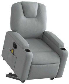 Poltrona elétrica reclinável massagens tecido cinzento-claro