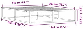 Estrutura de cama sem colchão branco 140x200 cm metal
