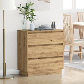 Criado-mudo vidaXL com LED Carvalho Artesanal 71x34,5x75 cm Madeira de