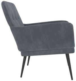 Cadeira c/ apoio de braços 62x79x79 cm veludo cinzento-escuro