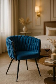 Cadeira Widny Black Veludo - Azul