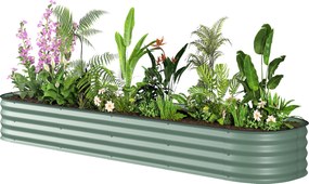 Floreira elevada de jardim em aço 240 x 62 x 30 cm, modular, para legumes, plantas e flores verde