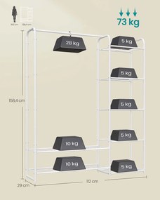 Guarda Roupa de metal 29 x 112 x 158,4 cm com prateleiras branco