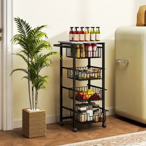 Fruteira para Cozinha Carrinho de Cozinha com 4 Cestas e Estrutura de