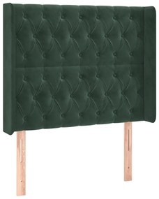 Cama box spring c/ colchão/LED 90x200 cm veludo verde-escuro